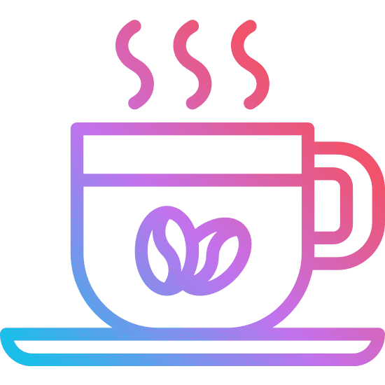 Animation of a coffee cup with steam rising for company coffee parties and team-building events